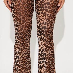 Fashion Nova Leopard Print Wide Leg Pants - Brown & Black